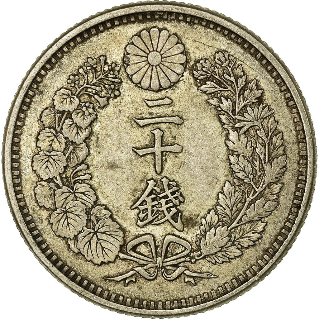 Coin, Japan, Mutsuhito, 20 Sen, 1887, AU(50-53), Silver, KM:24