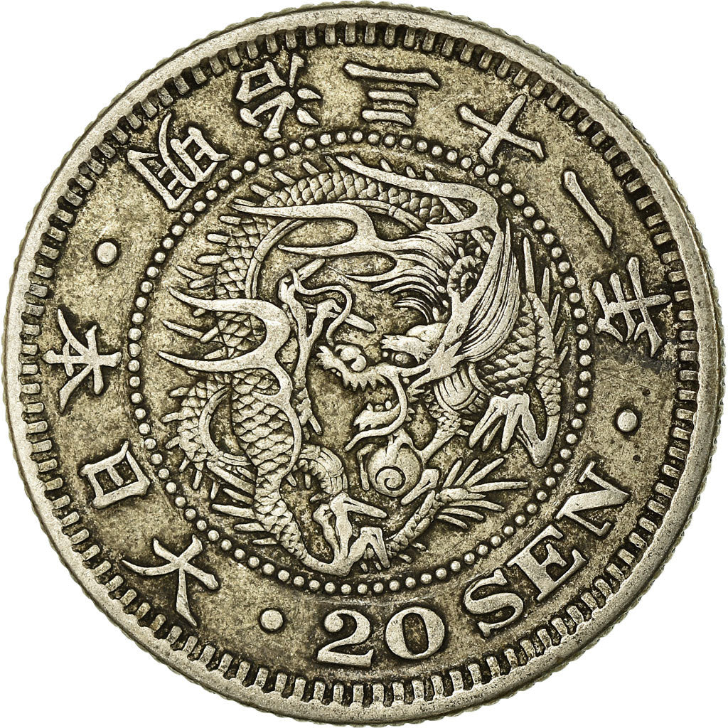Coin, Japan, Mutsuhito, 20 Sen, 1898, AU(50-53), Silver, KM:24