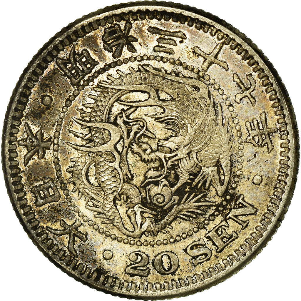 Coin, Japan, Mutsuhito, 20 Sen, 1904, AU(50-53), Silver, KM:24