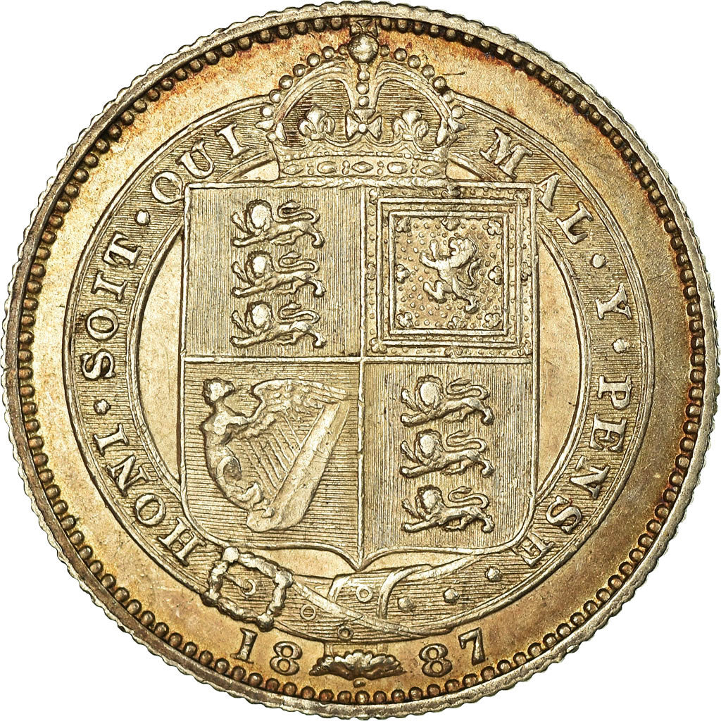 Coin, Great Britain, Victoria, Shilling, 1887, AU(55-58), Silver, KM:761