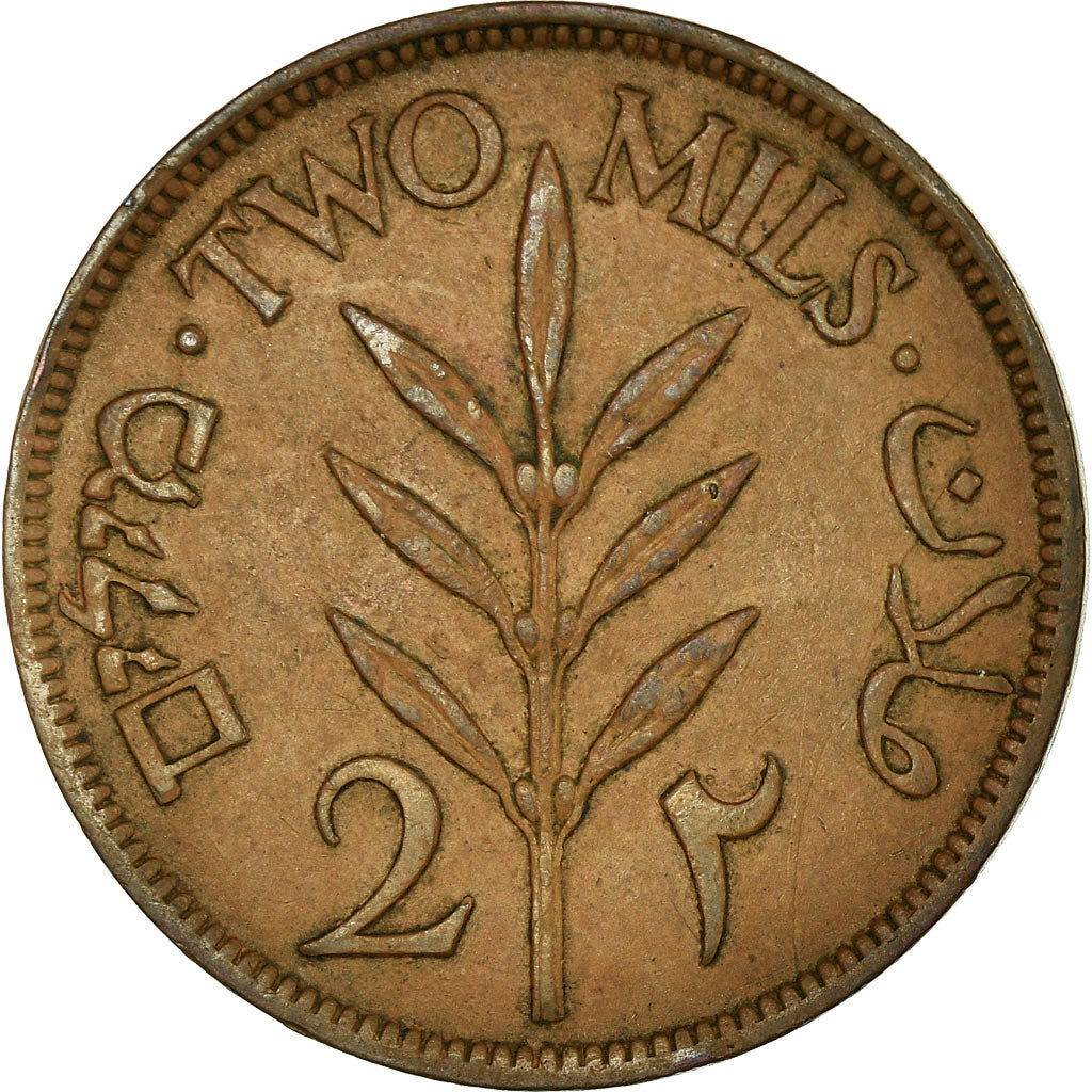 Münze, Palästina, 2 Mils, 1942, SS, Bronze, KM:2