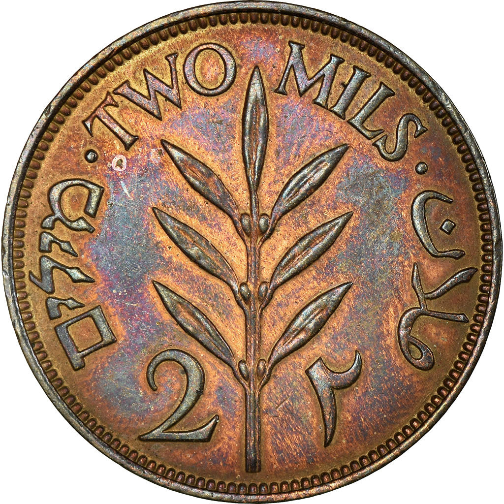 Coin, Palestine, 2 Mils, 1941, AU(55-58), Bronze, KM:2