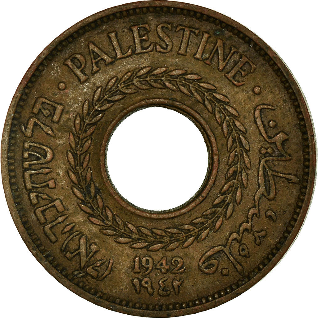Coin, Palestine, 5 Mils, 1942, AU(50-53), Bronze, KM:3a