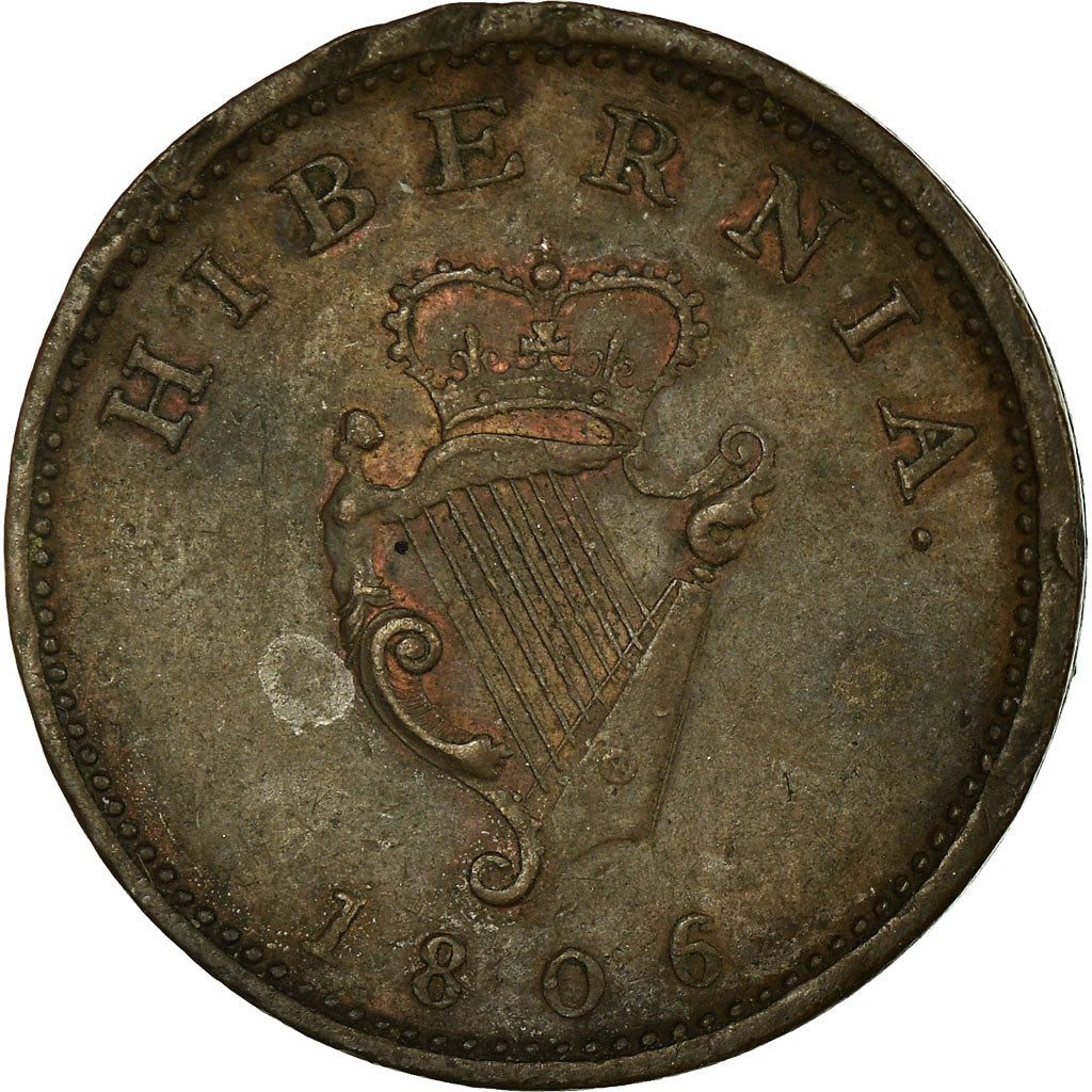 Coin, Ireland, George III, Farthing, 1806, EF(40-45), Copper, KM:146.1