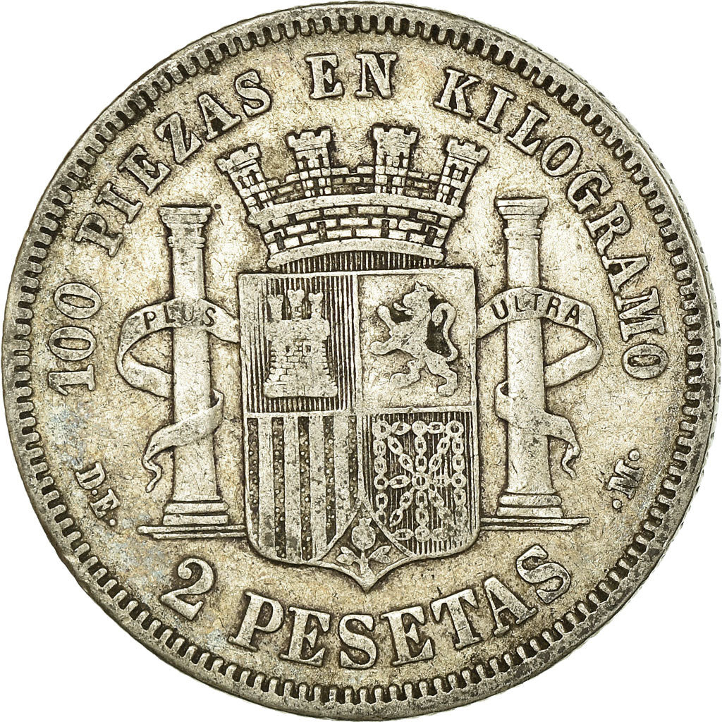 Monnaie, Espagne, Provisional Government, 2 Pesetas, 1870 (74), Madrid, TB+