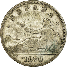 Coin, Spain, Provisional Government, 2 Pesetas, 1870 (74), Madrid, VF(20-25)