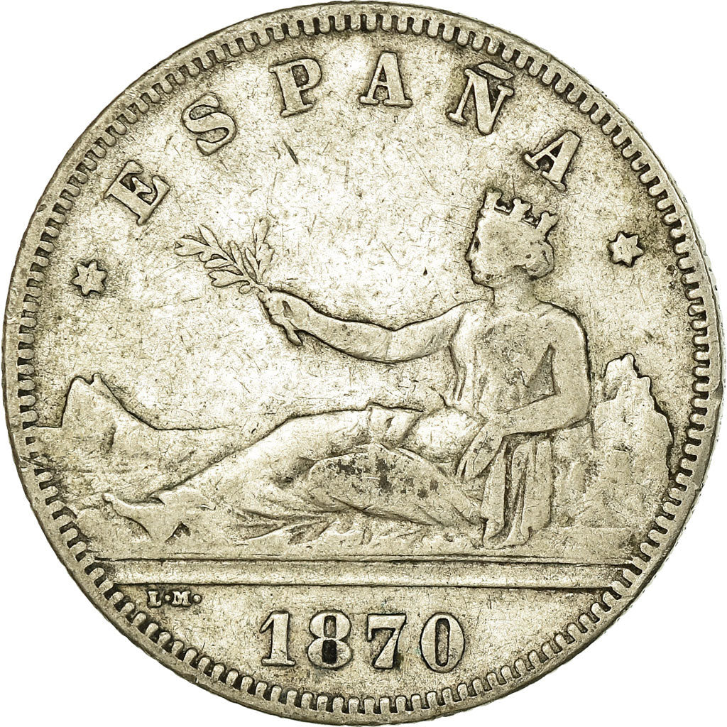 Coin, Spain, Provisional Government, 2 Pesetas, 1870, Madrid, VF(30-35), Silver
