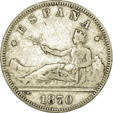 Coin, Spain, Provisional Government, 2 Pesetas, 1870, Madrid, VF(30-35), Silver