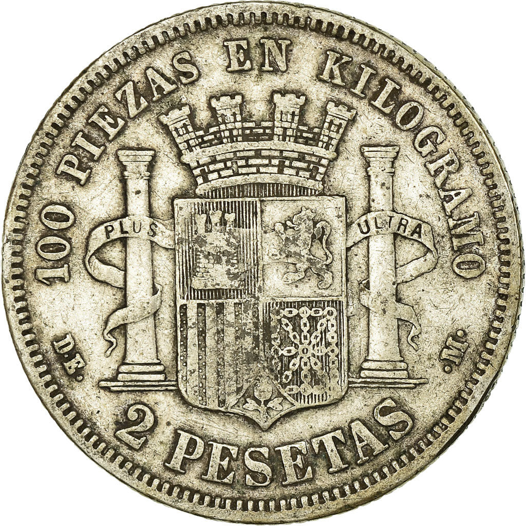 Moneda, España, Provisional Government, 2 Pesetas, 1870 (73), Madrid, BC+