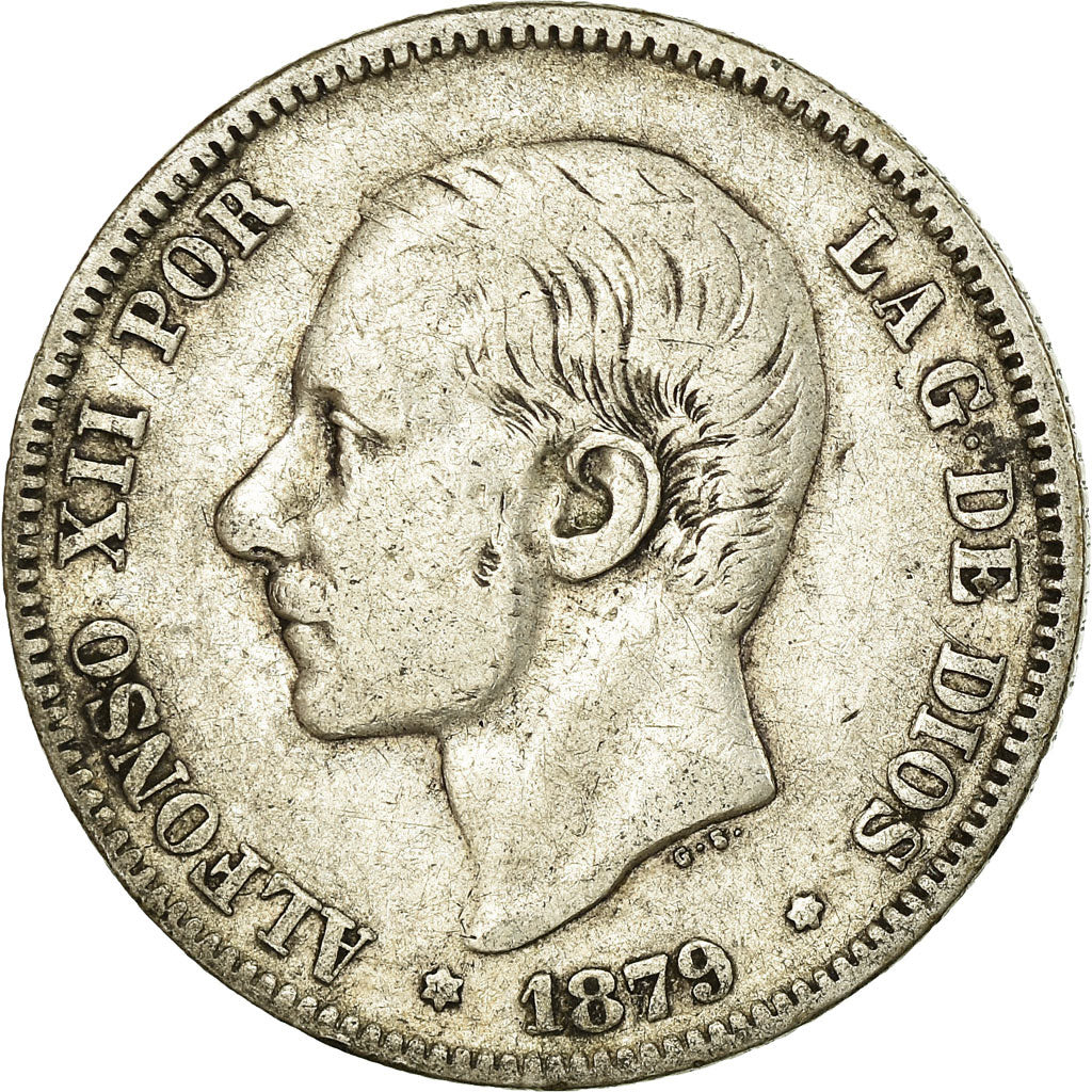 Coin, Spain, Alfonso XII, 2 Pesetas, 1879, Madrid, VF(30-35), Silver, KM:678.1