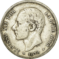 Moneda, España, Alfonso XII, 2 Pesetas, 1879, Madrid, BC+, Plata, KM:678.1