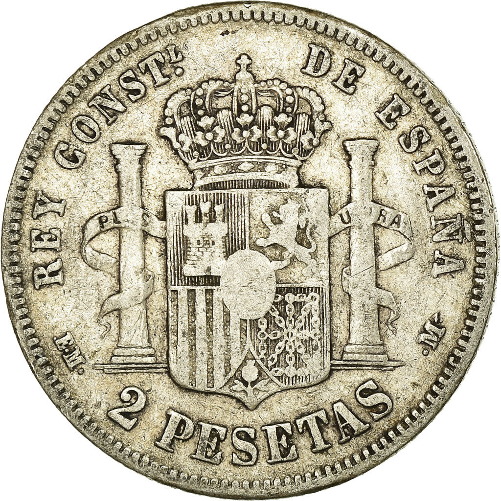 Coin, Spain, Alfonso XII, 2 Pesetas, 1879, Madrid, VF(30-35), Silver, KM:678.1