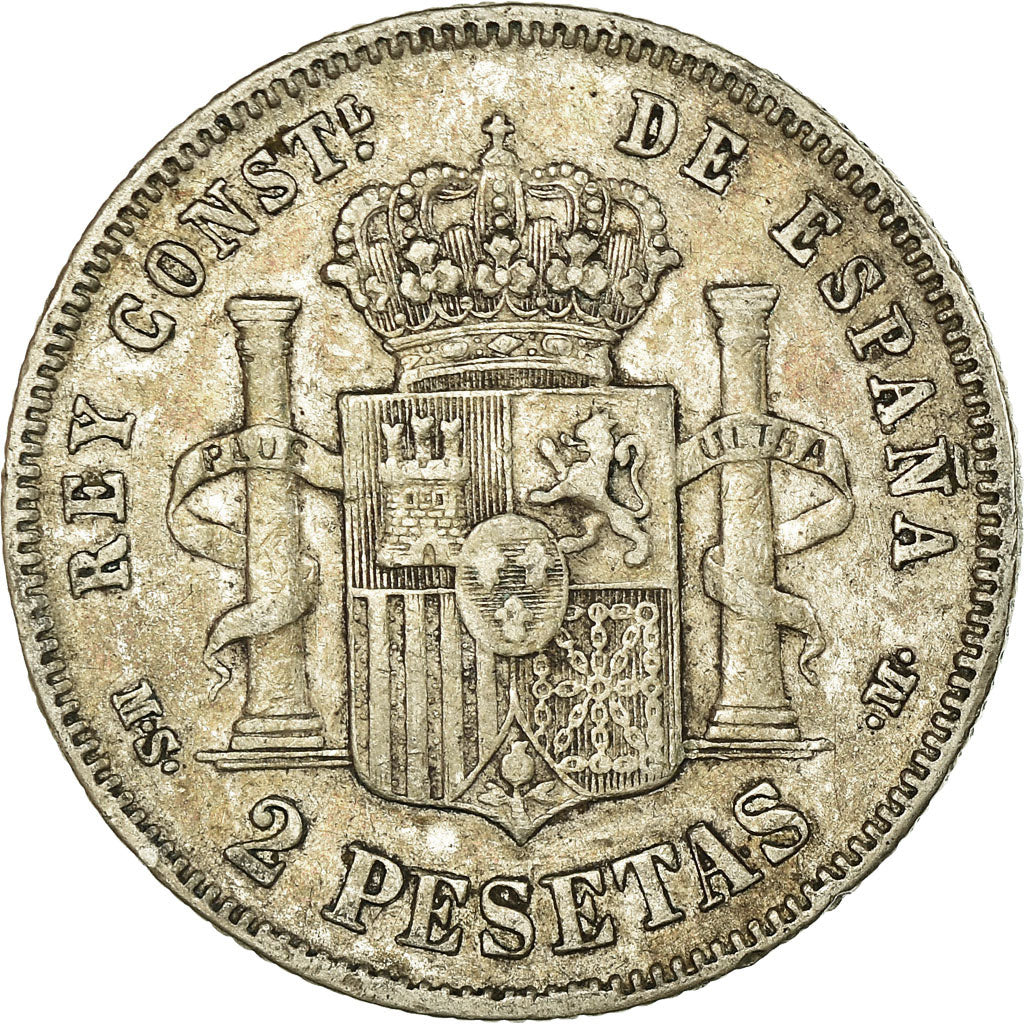 Coin, Spain, Alfonso XII, 2 Pesetas, 1882, Madrid, VF(30-35), Silver, KM:678.2