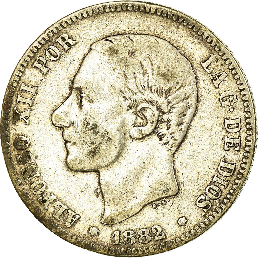 Coin, Spain, Alfonso XII, 2 Pesetas, 1882, Madrid, VF(30-35), Silver, KM:678.2