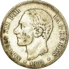 Coin, Spain, Alfonso XII, 2 Pesetas, 1882, Madrid, VF(30-35), Silver, KM:678.2