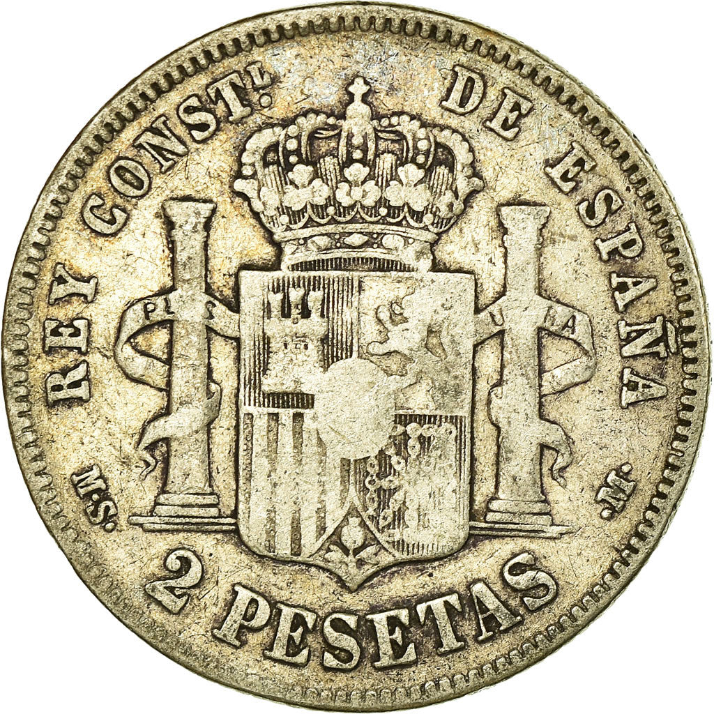 Coin, Spain, Alfonso XII, 2 Pesetas, 1882, Madrid, VF(20-25), Silver, KM:678.2