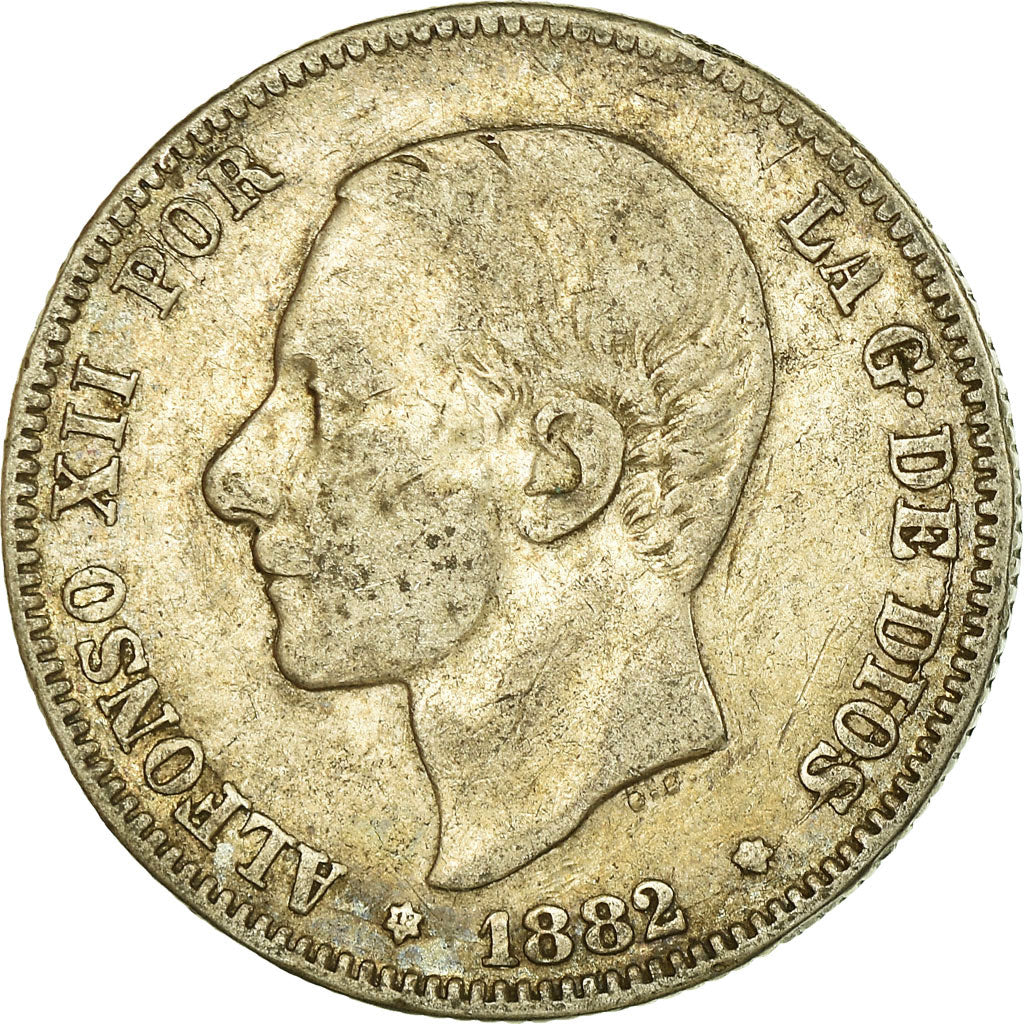 Coin, Spain, Alfonso XII, 2 Pesetas, 1882, Madrid, VF(30-35), Silver, KM:678.2