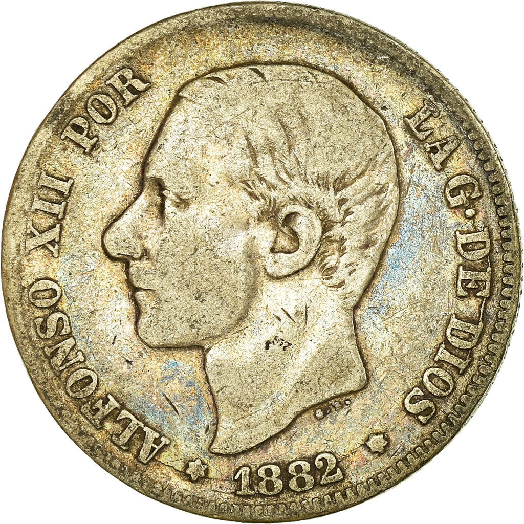 Coin, Spain, Alfonso XII, 2 Pesetas, 1882, Madrid, VF(20-25), Silver, KM:678.2