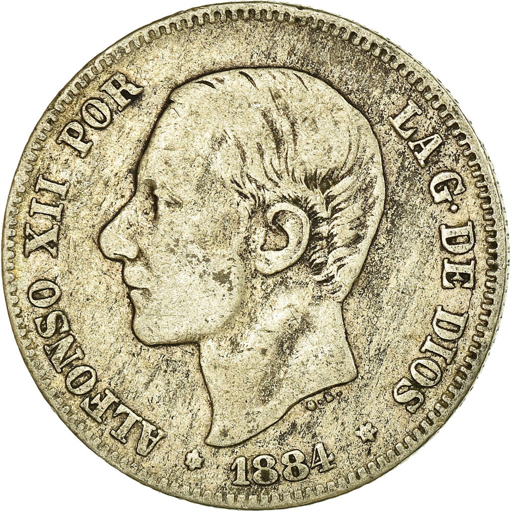 Monnaie, Espagne, Alfonso XII, 2 Pesetas, 1884, Madrid, TB, Argent, KM:678.2