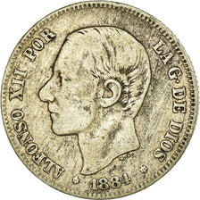 Monnaie, Espagne, Alfonso XII, 2 Pesetas, 1884, Madrid, TB, Argent, KM:678.2