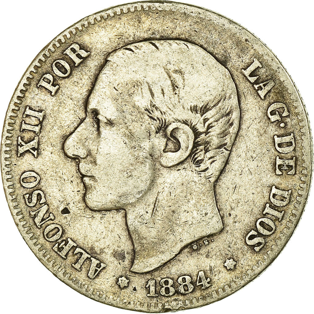 Monnaie, Espagne, Alfonso XII, 2 Pesetas, 1884, Madrid, TB, Argent, KM:678.2