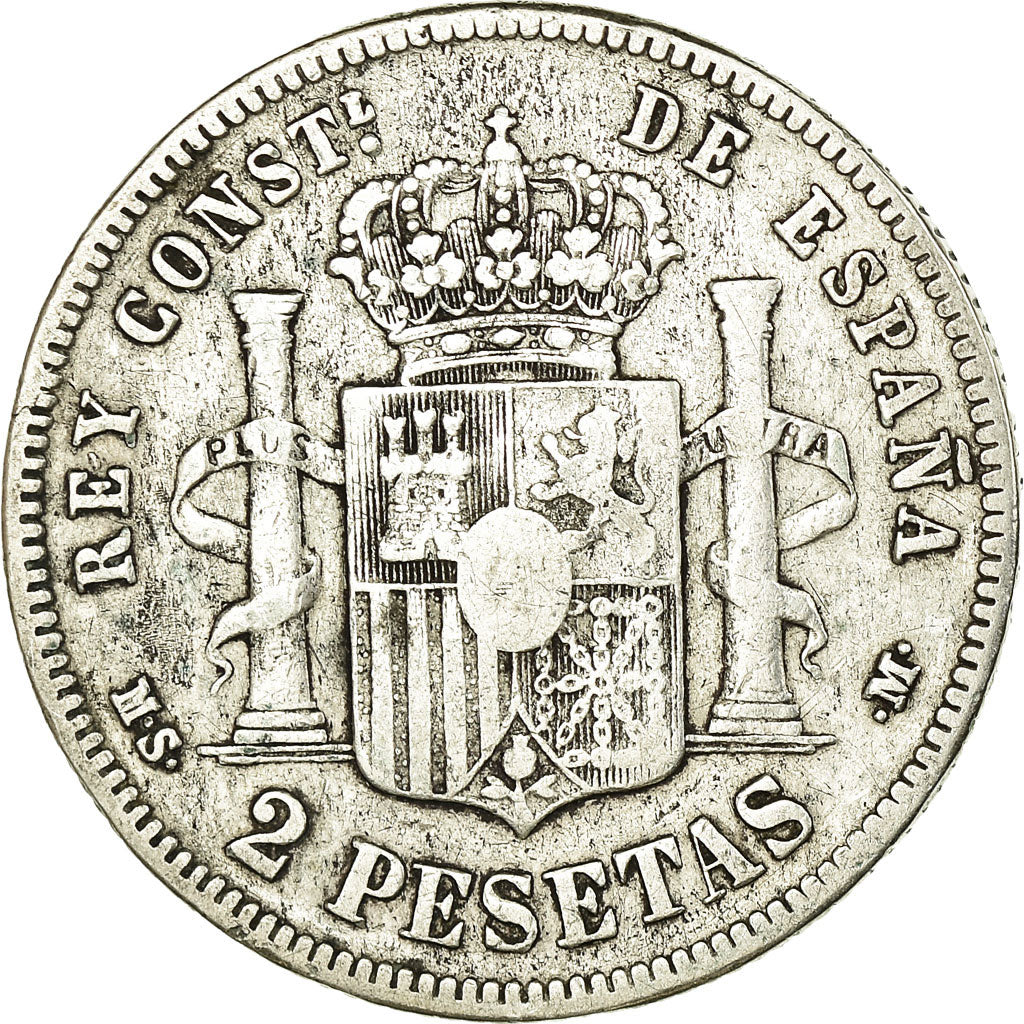 Coin, Spain, Alfonso XII, 2 Pesetas, 1884, Madrid, VF(20-25), Silver, KM:678.2