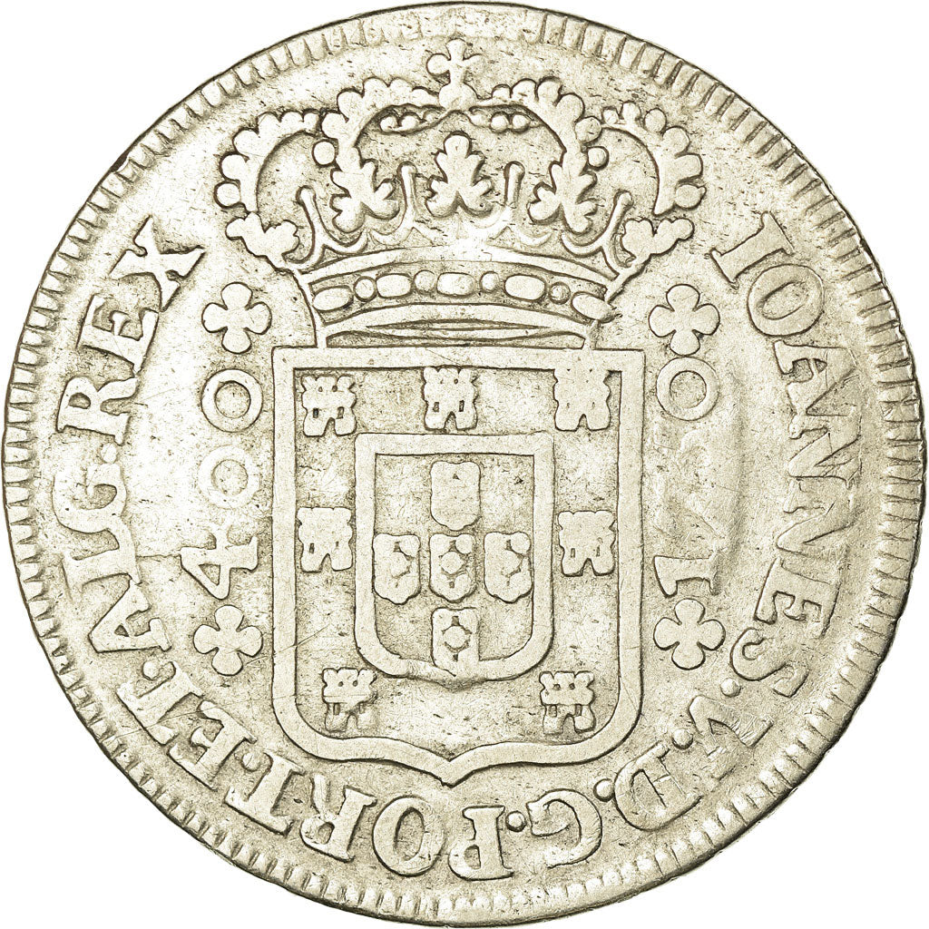 Moneda, Portugal, Jo, 400 Reis, Cruzado Novo, 400 = 480 Reis, 1750, Lisbon, MBC
