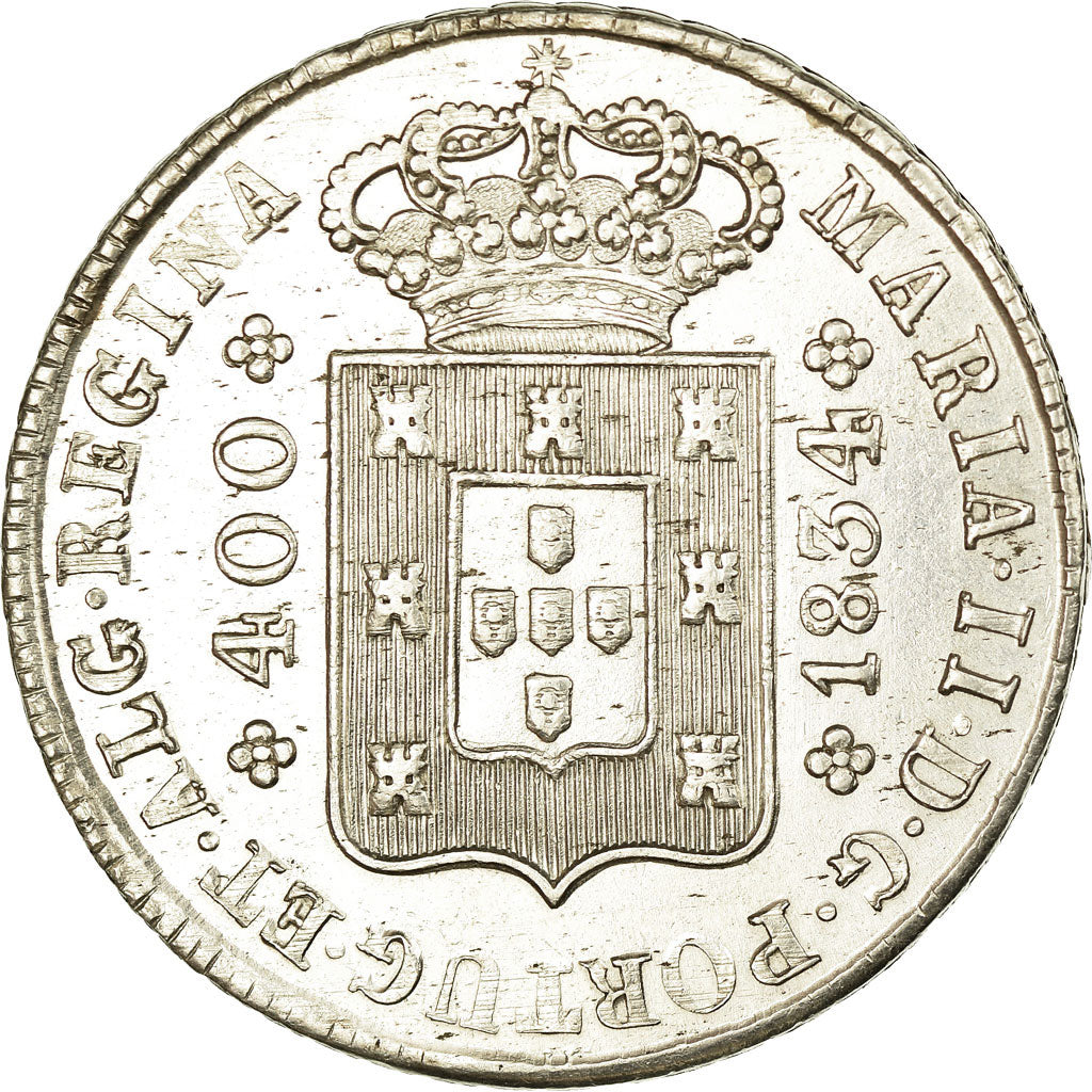 Moeda, Portugal, Maria II, 400 Reis, Pinto, 480 Reis, 1834, Lisbon, AU(55-58)