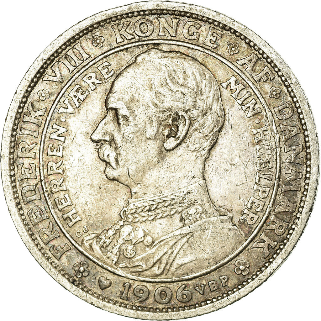 Coin, Denmark, Frederik VIII, 2 Kroner, 1906, Copenhagen, AU(50-53), Silver
