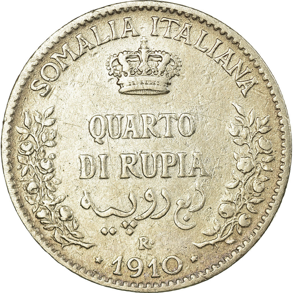 Monnaie, ITALIAN SOMALILAND, Vittorio Emanuele III, 1/4 Rupia, 1910, Rome, TB+
