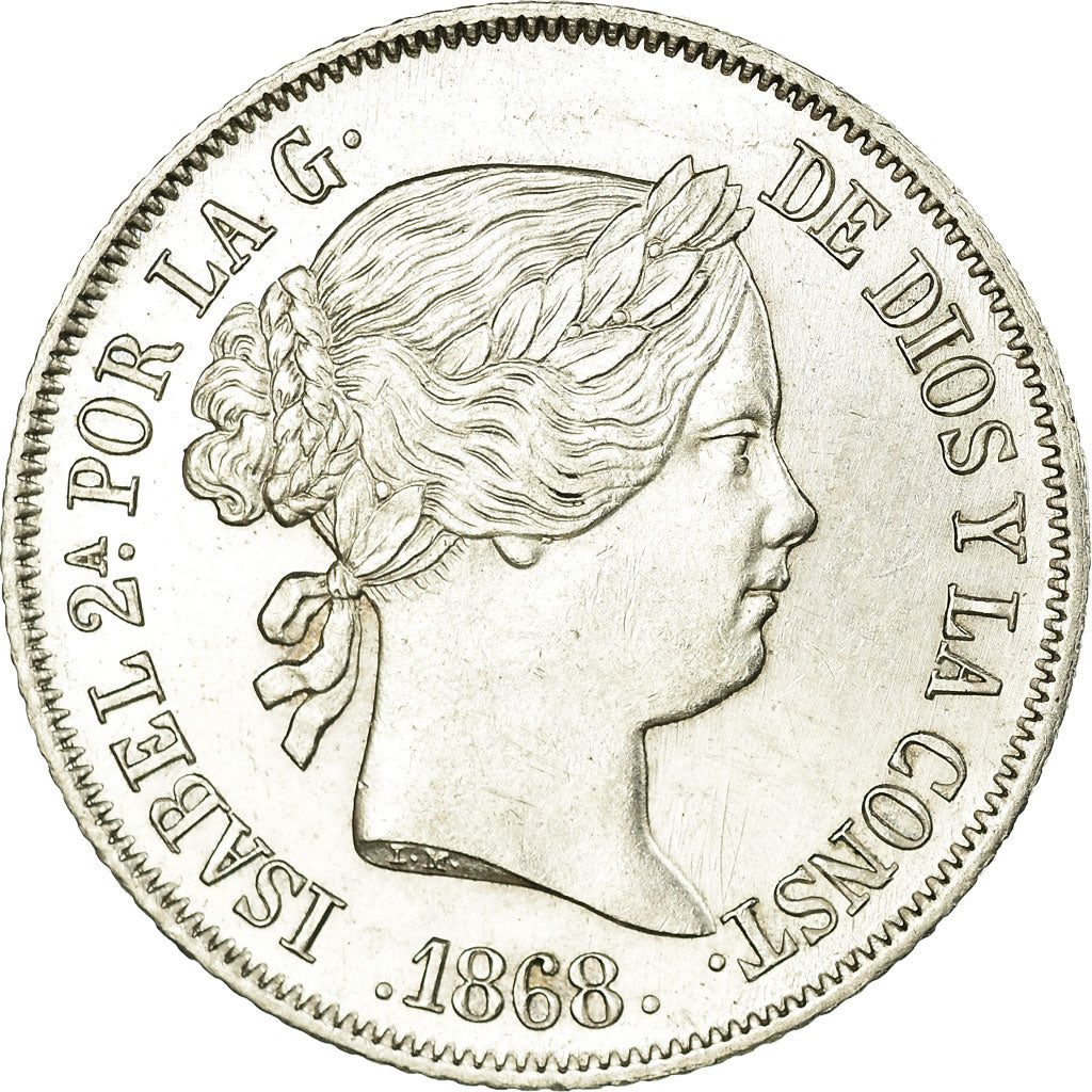 Moneda, España, Isabel II, 40 Centimos, 1868, Madrid, EBC+, Plata, KM:628.2