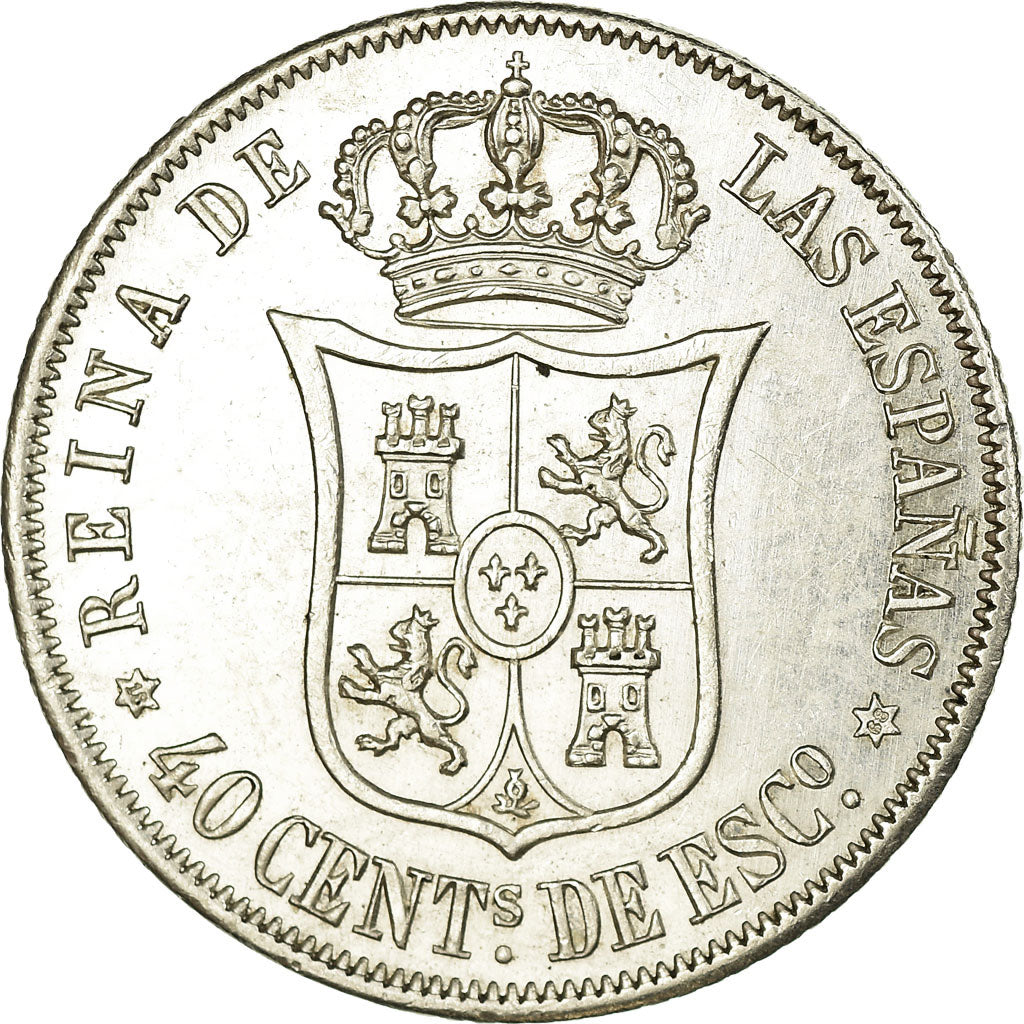 Moneda, España, Isabel II, 40 Centimos, 1868, Madrid, EBC+, Plata, KM:628.2