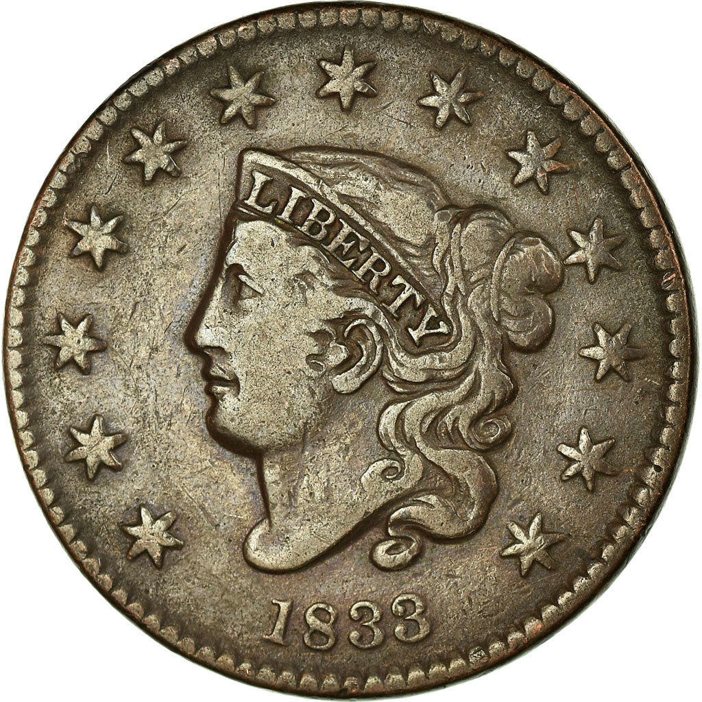 Coin, United States, Coronet Cent, 1833, Philadelphia, VF(30-35)