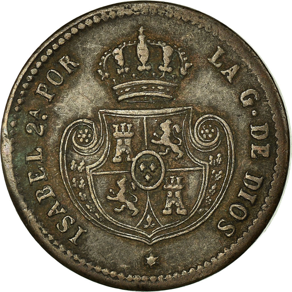 Coin, Spain, Isabel II, 1/10 Réal, 1850, Segovia, EF(40-45), Copper, KM:590