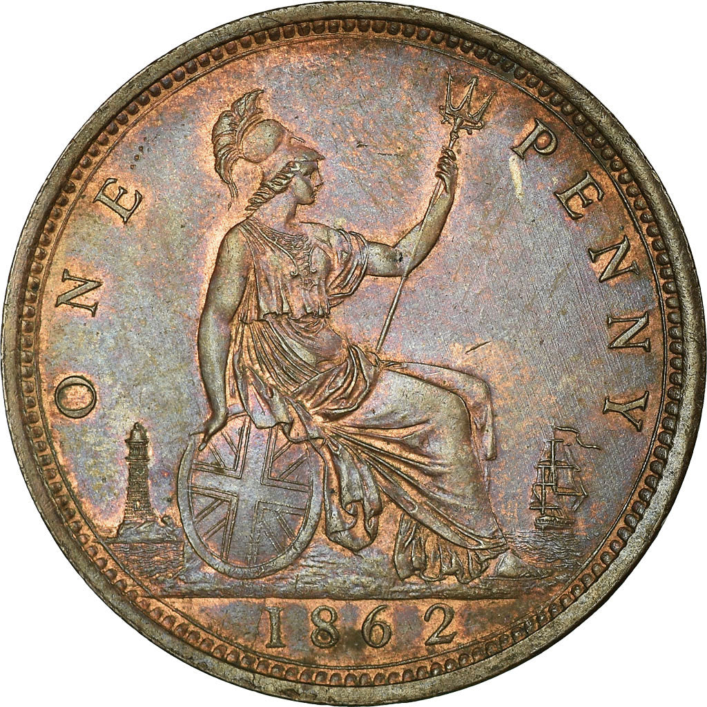 Coin, Great Britain, Victoria, Penny, 1862, MS(60-62), Bronze, KM:749.2