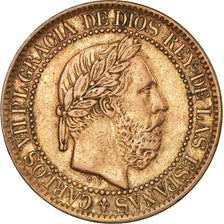 Coin, Spain, Charles VII, 10 Centimos, 1875, Brussels, EF(40-45), Copper, KM:670