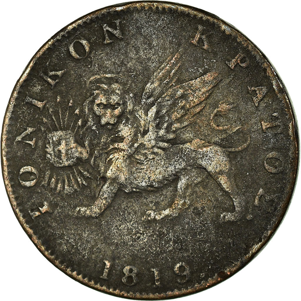 Coin, IONIAN ISLANDS, Britannia, 2 Lepta, 1819, VF(30-35), Copper, KM:31