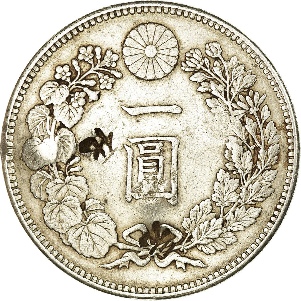 Coin, Japan, Mutsuhito, Yen, 1894, Chinese chopmarks, EF(40-45), Silver