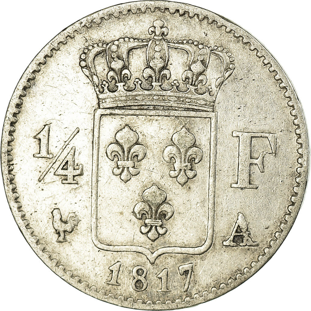 Monnaie, France, Louis XVIII, 1/4 Franc, 1817, Paris, TTB, Argent