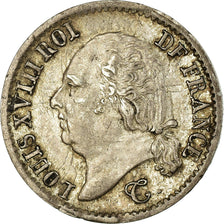 Coin, France, Louis XVIII, 1/4 Franc, 1824, Rouen, AU(50-53), Silver