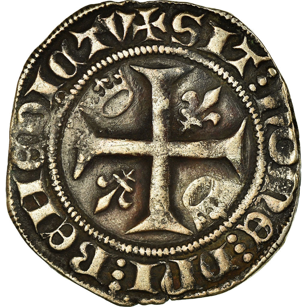 Coin, France, Charles VI, Blanc Guénar, Tournai, EF(40-45), Billon