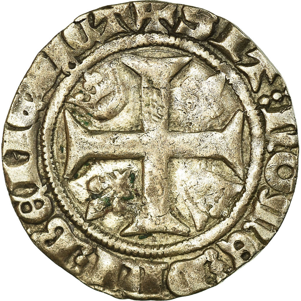 Moneta, Francja, Charles VI, Blanc Guénar, Tournai, VF(30-35), Bilon