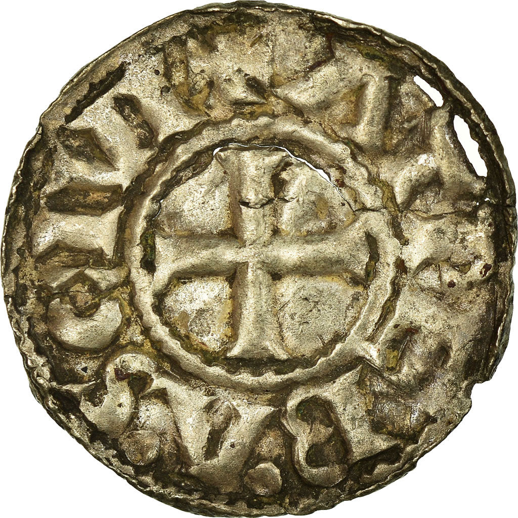 Moneta, Francia, Charles le Simple, Denarius, 897-922, Arras, BB, Argento