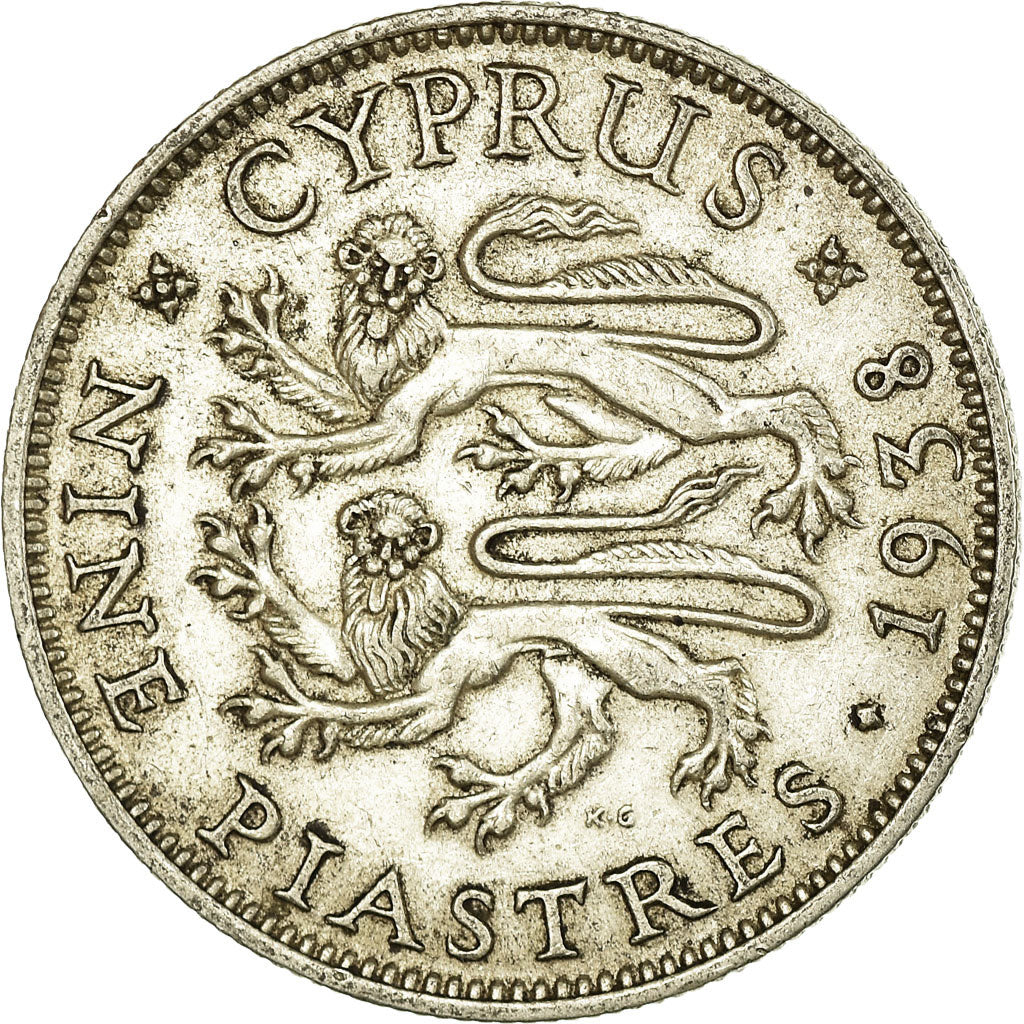 Monnaie, Chypre, George VI, 9 Piastres, 1938, TTB+, Argent, KM:25