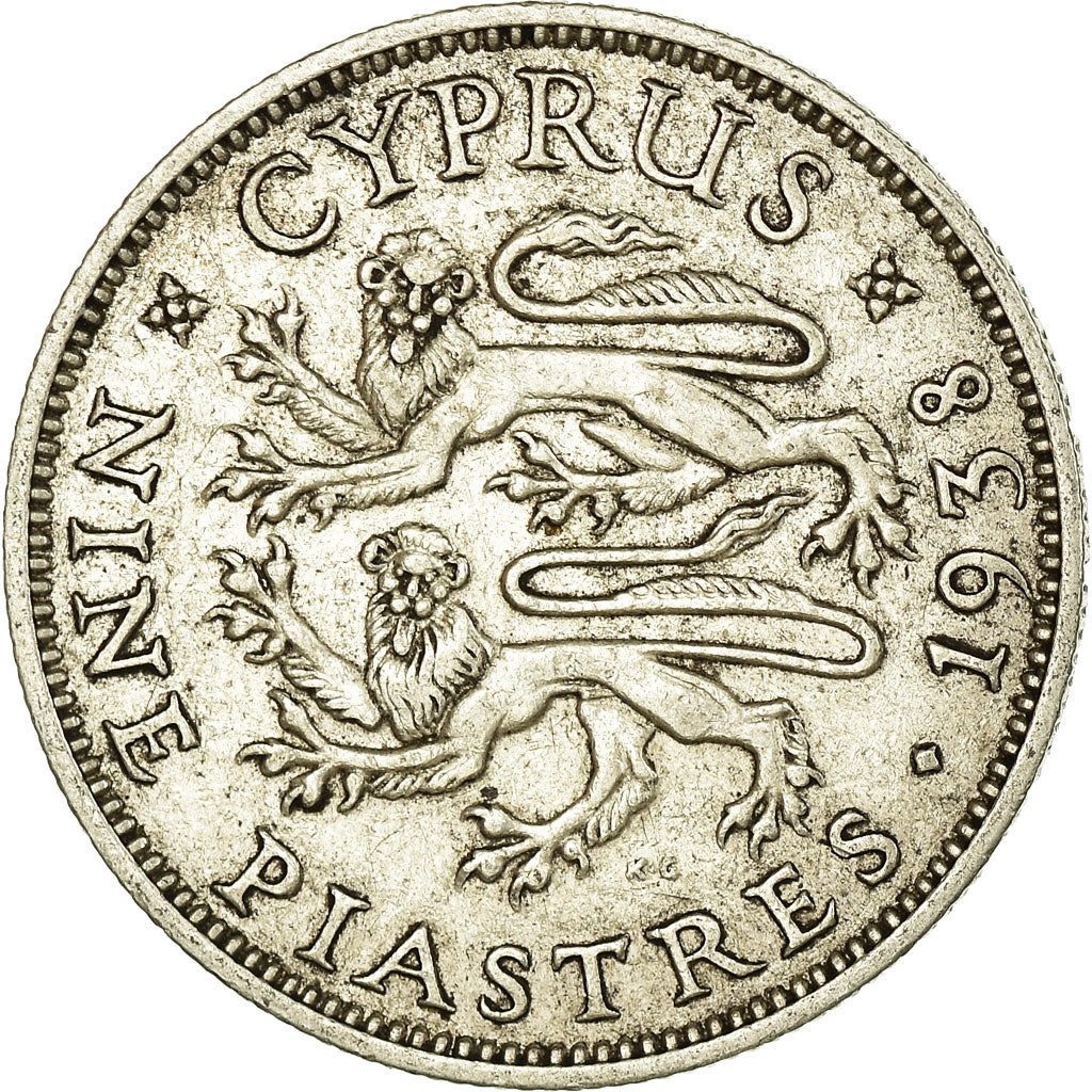 Coin, Cyprus, George VI, 9 Piastres, 1938, EF(40-45), Silver, KM:25