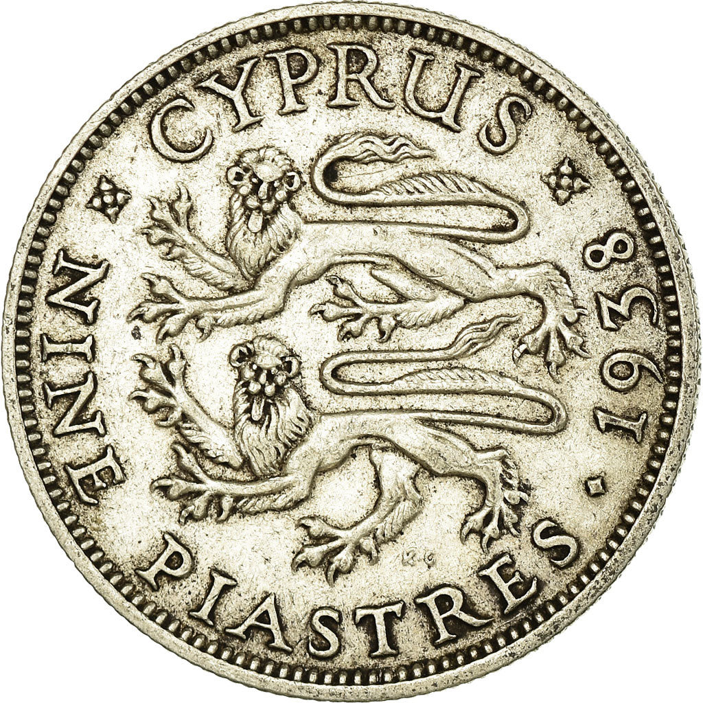 Coin, Cyprus, George VI, 9 Piastres, 1938, EF(40-45), Silver, KM:25