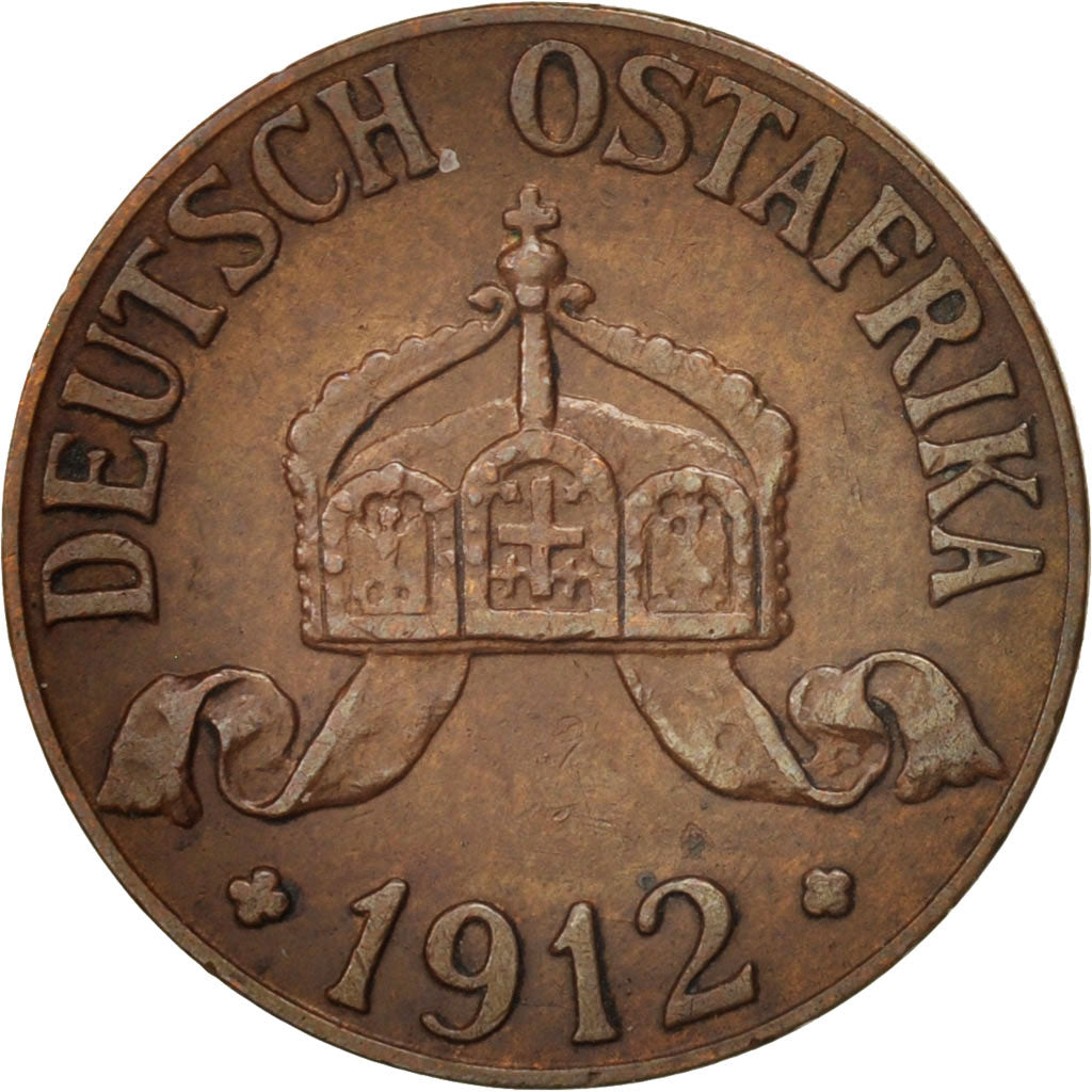Munten, DUITS OOST AFRIKA, Wihelm II, Heller, 1912, Hamburg, ZF+, Bronze, KM:7