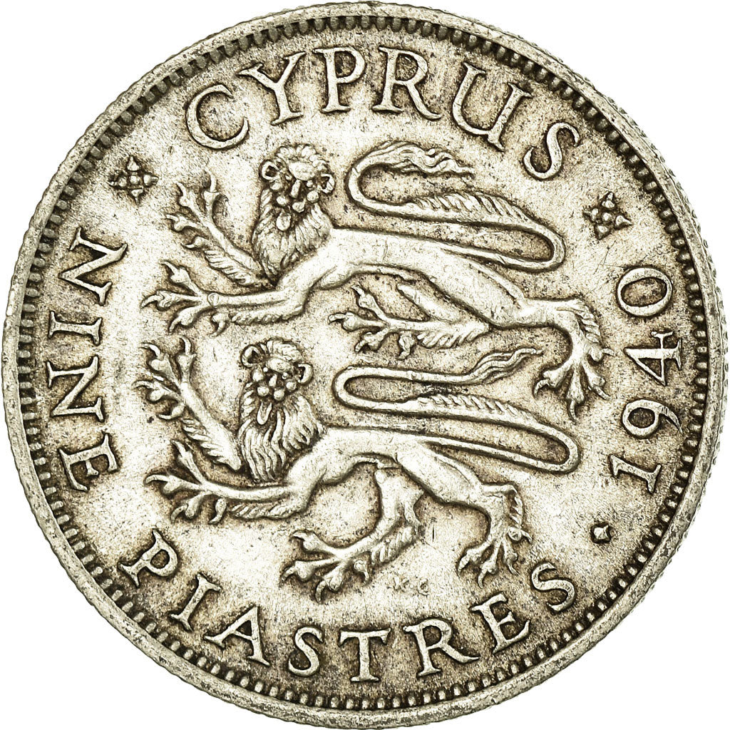 Coin, Cyprus, George VI, 9 Piastres, 1940, EF(40-45), Silver, KM:25