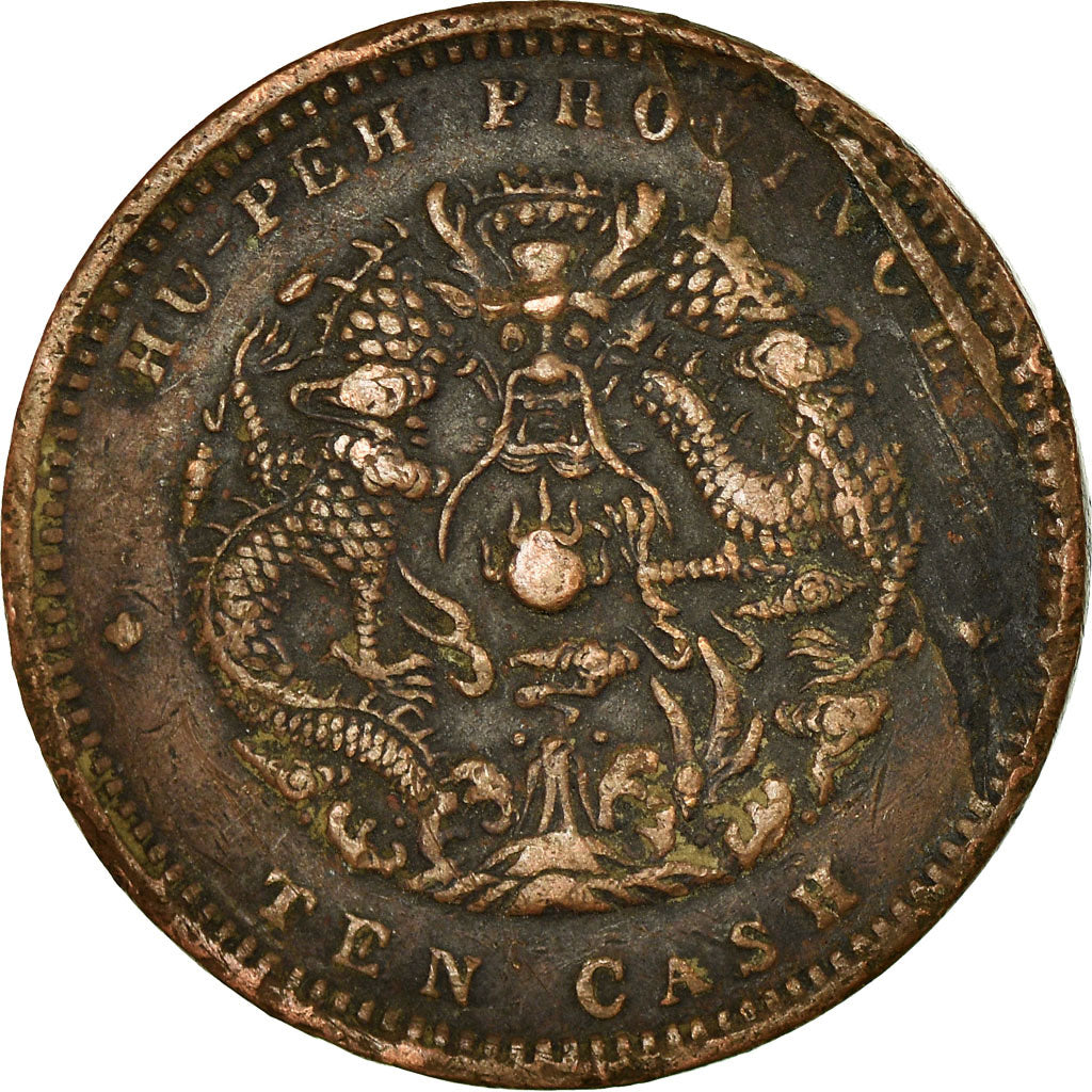 Moneta, Cina, HUPEH PROVINCE, Kuang-hs, 10 Cash, Ching, MB+, Rame, KM:122