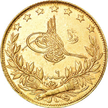 Coin, Turkey, Muhammad V, 100 Kurush, 1914, Qustantiniyah, AU(55-58), Gold